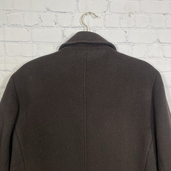 J Crew Mid Trench Coat Women Large Brown Wool Cashmere Blend Heavy Jacket - Picture 7 of 12